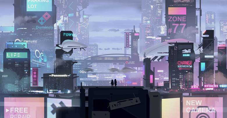 风景, city, 女孩子, 赛博朋克, background, 原创1000users加入书籤, 风景1000收藏