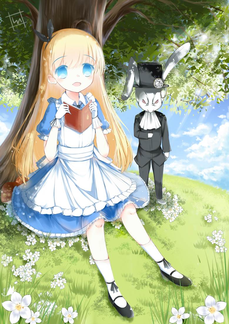 alice in wonderland, alice, girl, apron dress, strap shoes