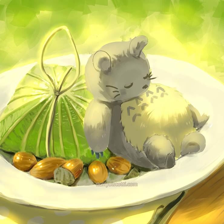 TotoroxSeeds|插画师fluffybiscotti的龙猫插画图片