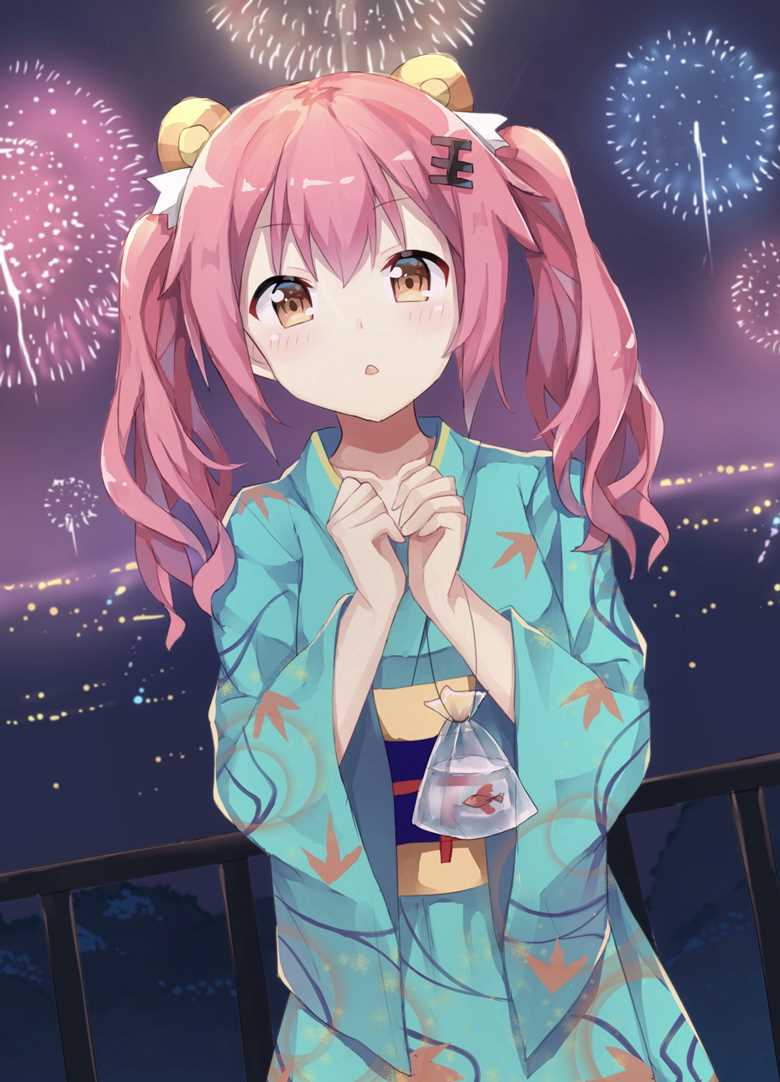 焰火, summer festival, kimono, 祭典, 原创, 女孩子