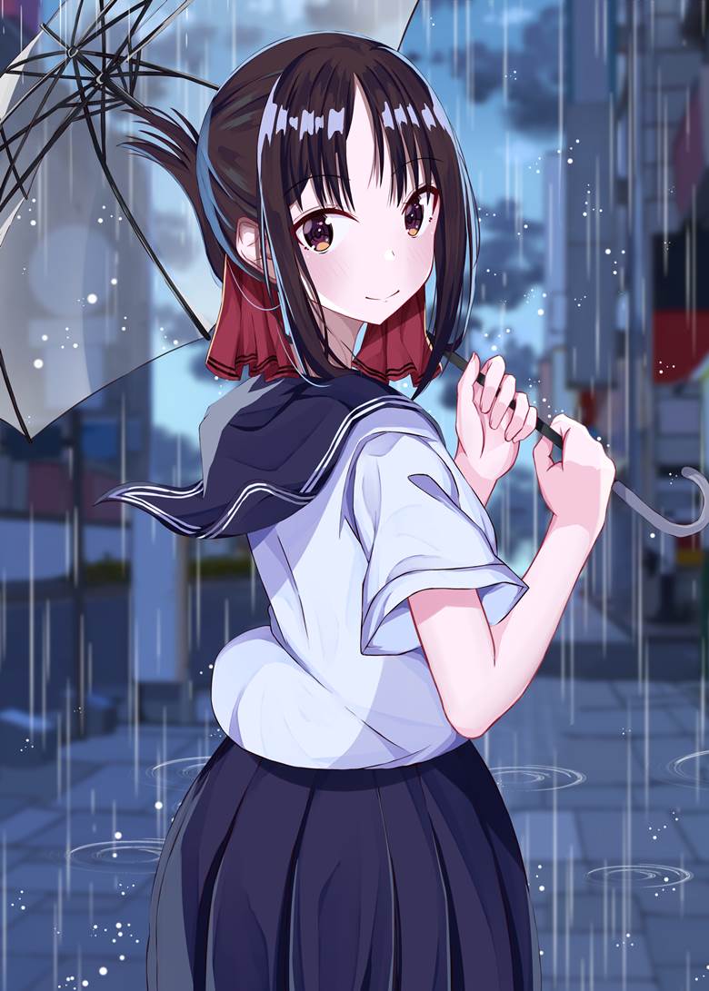 雨|しぐれね的水手服少女插画图片