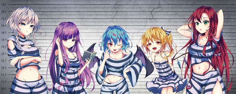 东方Project, 蕾米莉亚·斯卡蕾特, 芙兰朵露・斯卡蕾特, 帕秋莉·诺蕾姬, sakuya izayoi, 红美铃, 囚服, 东方红魔乡, 东方Project500收藏