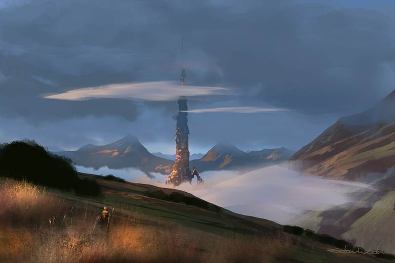 山间の巨塔|SatoruWada的Pixiv风景壁纸插画图片