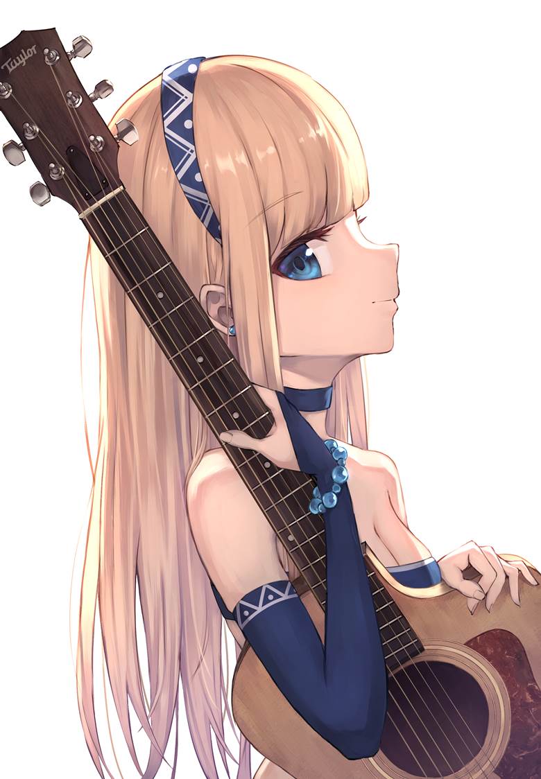 ギター少女|真咲的pixiv人物侧脸插画图片