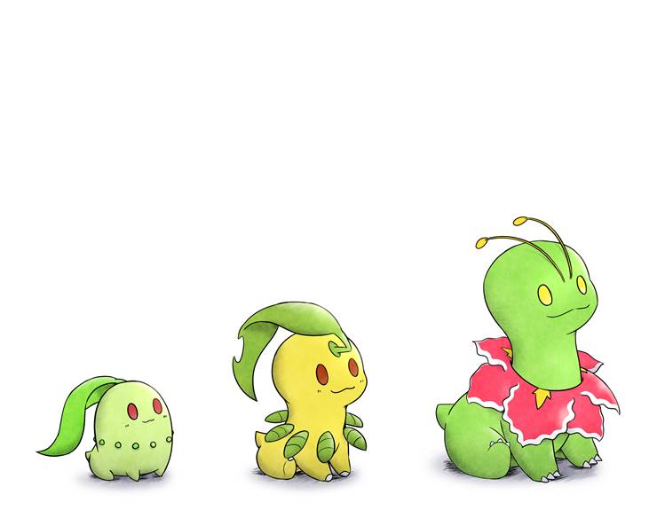 精灵宝可梦, 菊草叶, Bayleef, Meganium, autumn leaves, Pokémon 500+ bookmarks