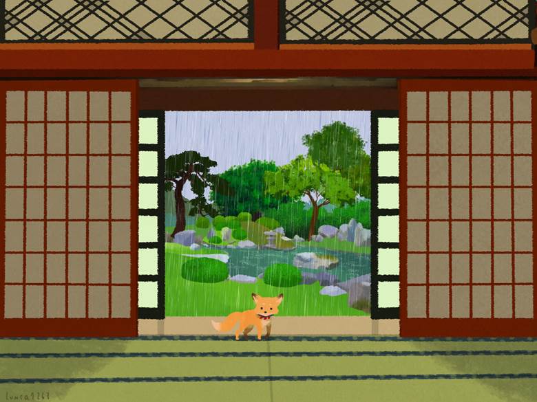 梅雨の本丸 ルンカ的pixiv风景壁纸插画图片 Bobopic