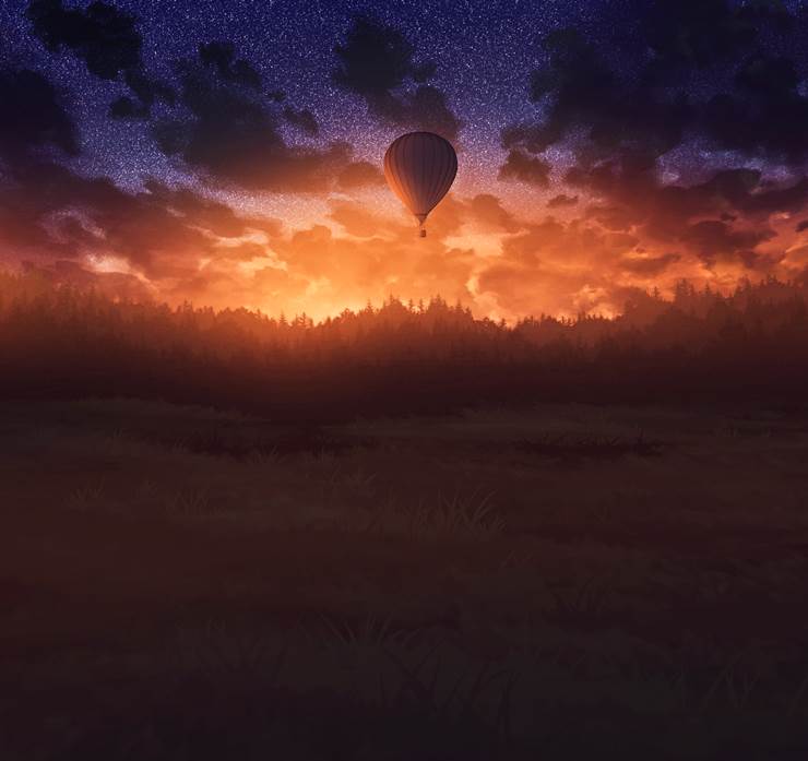 风景, background, 漂亮, nature, 傍晚, balloon, 夕阳, 云, sky, star