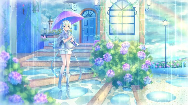 原创, 女孩子, rain, 紫阳花, 伞, rainy season, transparency, 楼梯