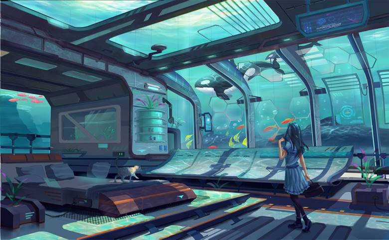 海底梦幻房，观鲸卧室|NPCplayer的pixiv风景插画图片