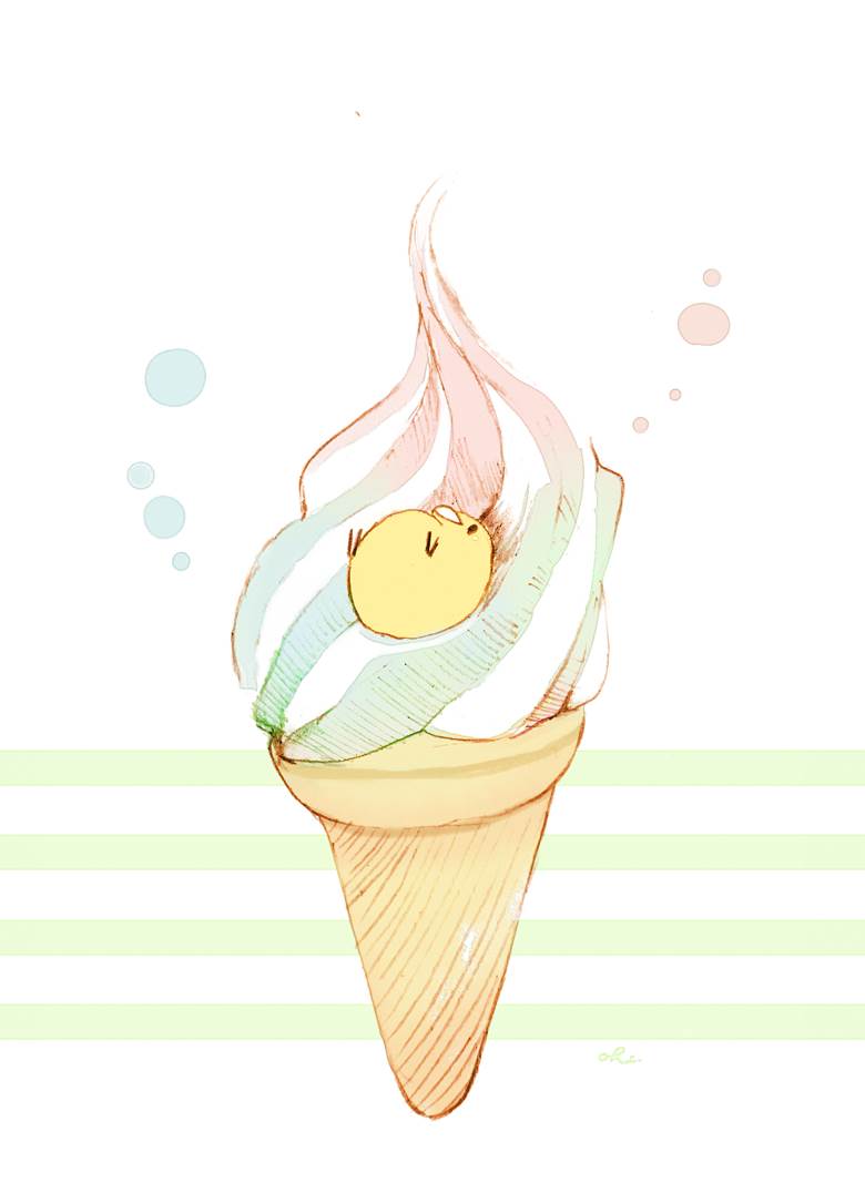 ソフトクリームの日（だった）|チャイ的Pixiv甜点小鸡插画图片