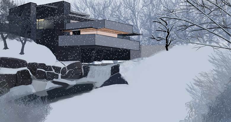 临摹练习1|SRIWSIE的冬季雪景插画图片