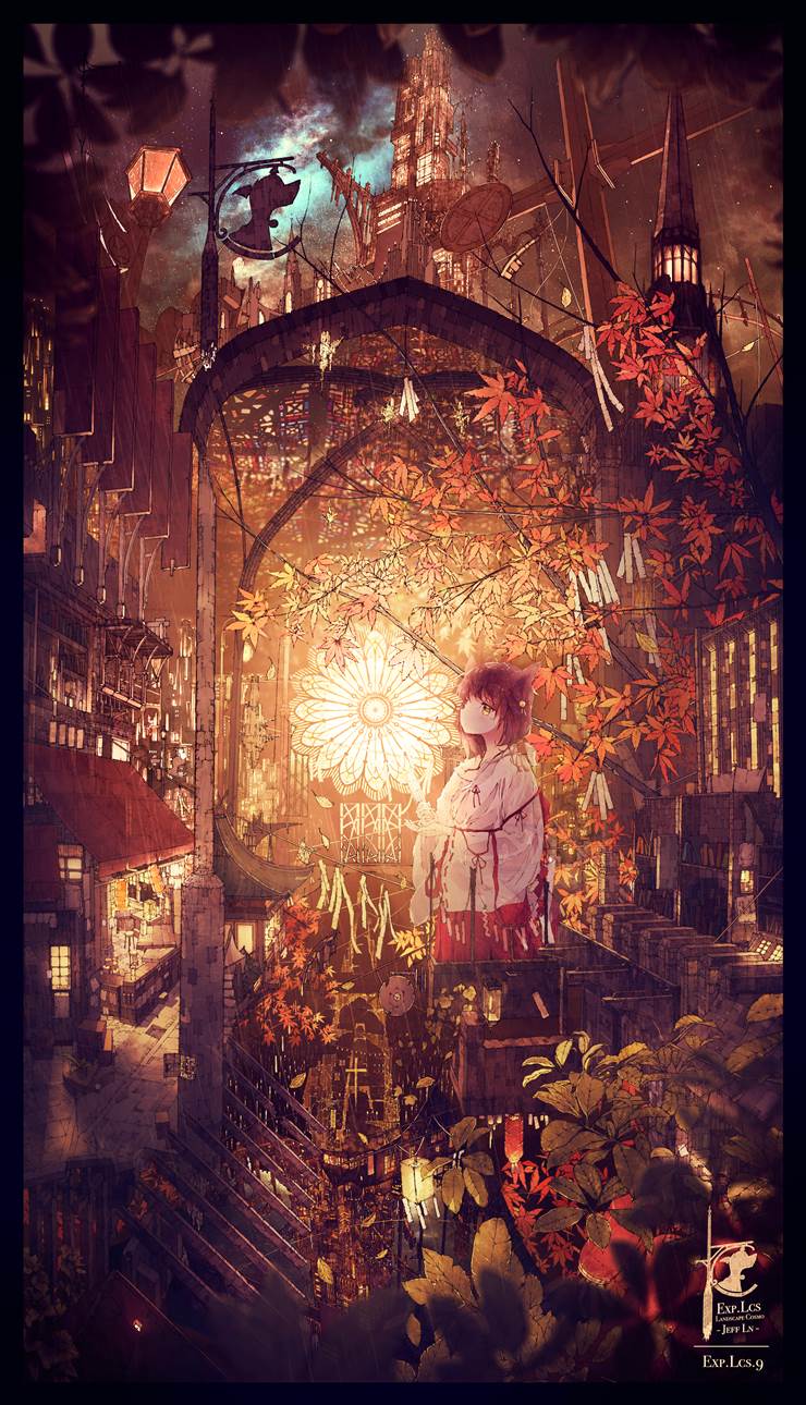 原创, near future, 风景, miko, townscape, 女孩子, autumn, autumn leaves, scenery 3000+ bookmarks