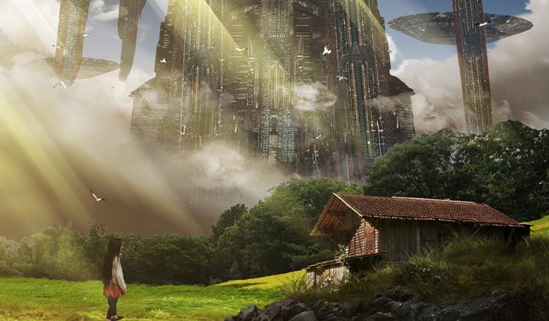 原创, 风景, background, 概念艺术, sky, city, young girl, forest, grassland