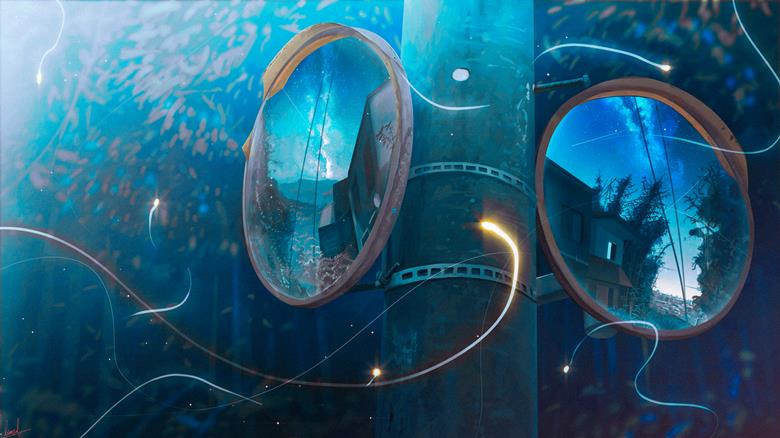 原创, 插画, background, 风景, 原创, 夏天, 异世界, starry sky, mysterious