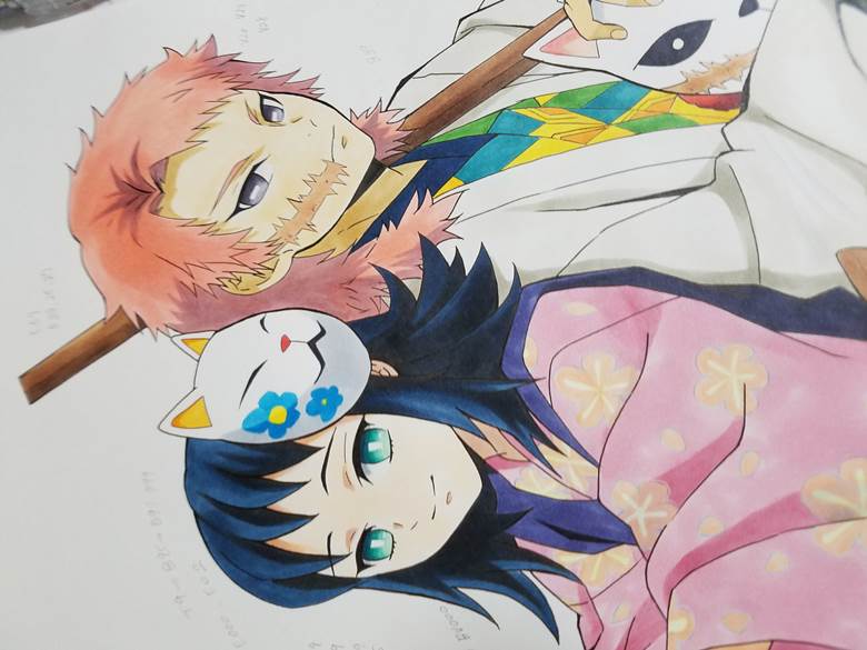 鬼灭之刃, copic马克笔, 锖兔, Makomo, 临摹