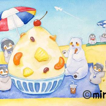 しろくまのおやつ|miroku的夏天与沙冰插画图片