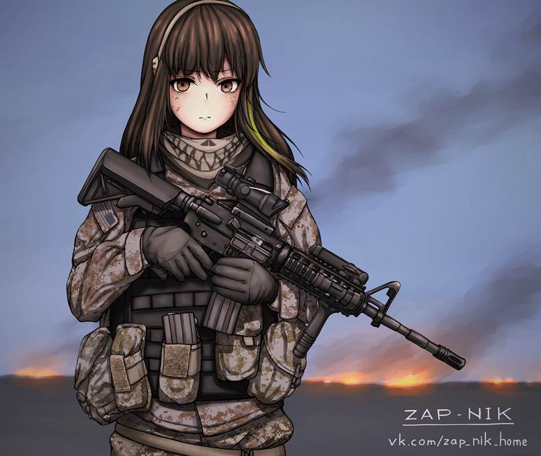 M4A1|ZAP-NIK的持枪少女插画图片