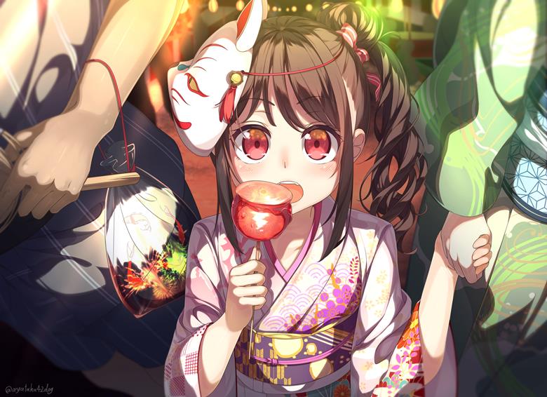 原创, 女孩子, 焰火, summer festival, 苹果糖, yukata