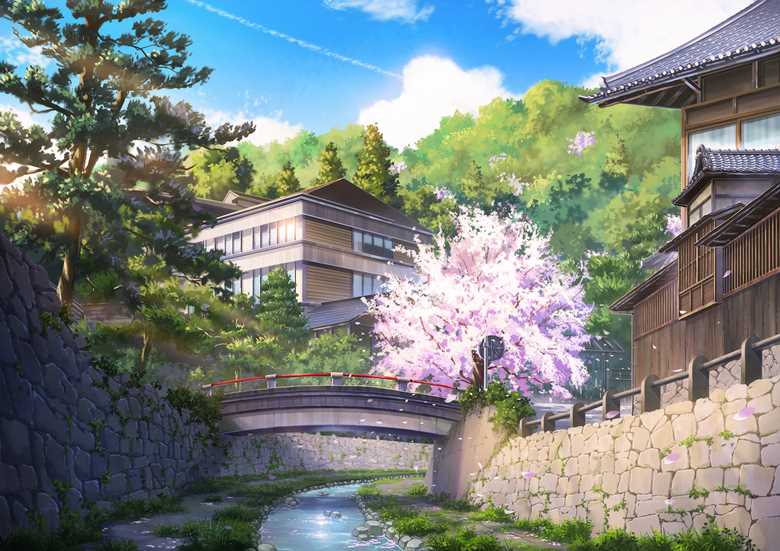 background, 风景, japan, arch bridge, 樱