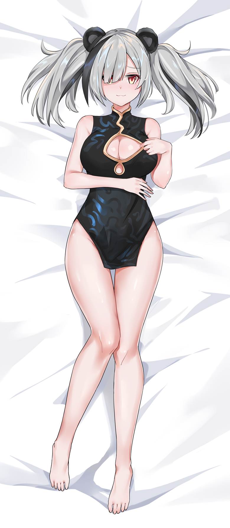 Arknights, 兽耳, cheongsam, 显性巨乳, FEater, 仰卧, 明日方舟, 食铁兽(明日方舟)