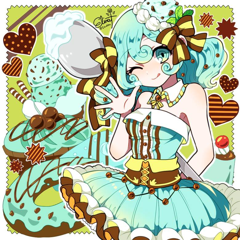 うちのチョコミントちゃん|Elina＋的Pixiv美食插画图片