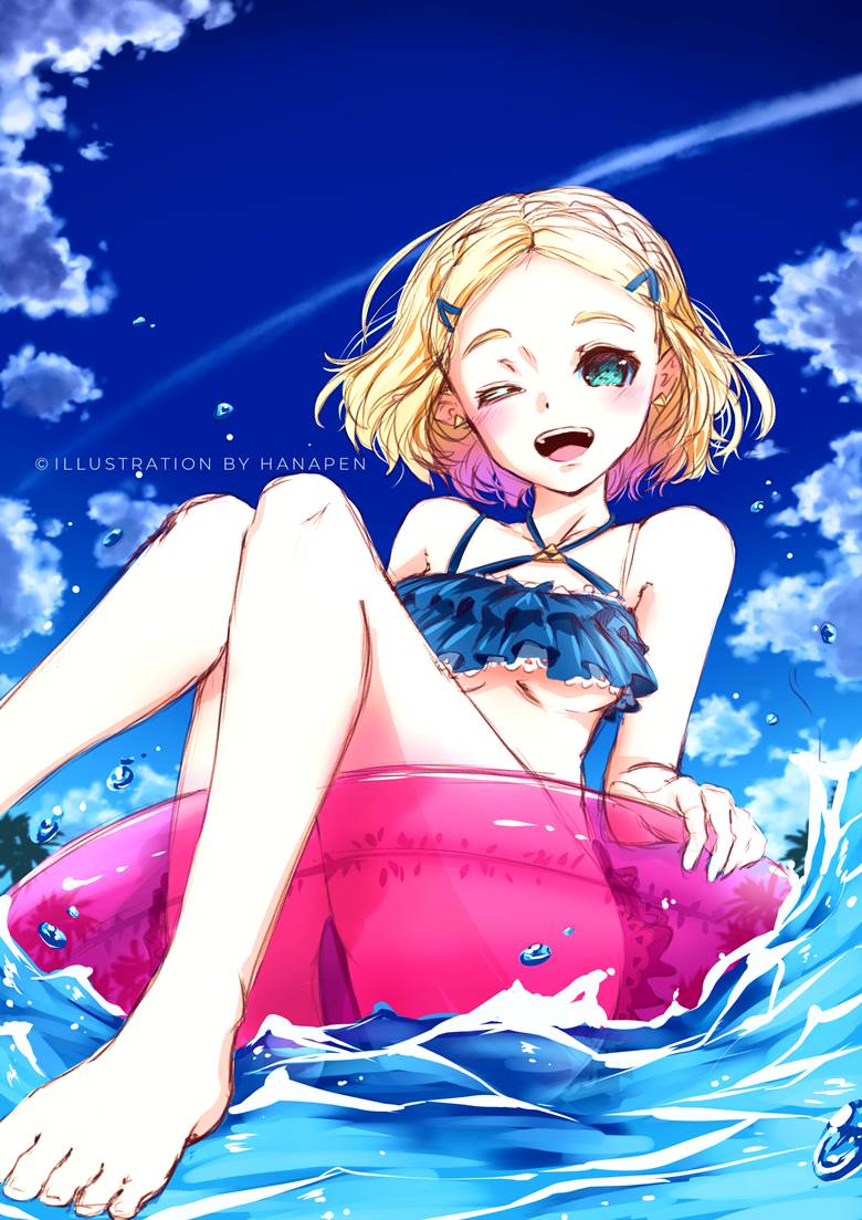 塞尔达, 塞尔达公主, 旷野之息, 塞尔达传说, 金发, 夏天, 泳装, young girl, 二次创作, 草图