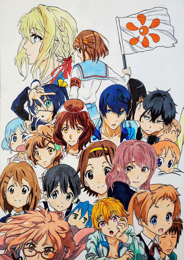 京都动画, mourn, 中二病也要谈恋爱！, 薇尔莉特·伊芙加登, Shouko Nishimiya, kuriyama mirai, 轻音少女, 凉宫春日的忧郁, 玉子市场