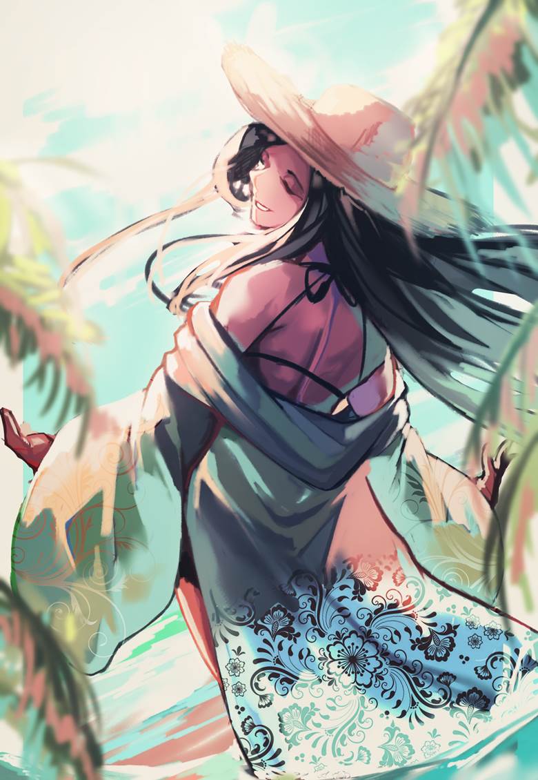 Aloha|Larribee的草帽少女插画图片