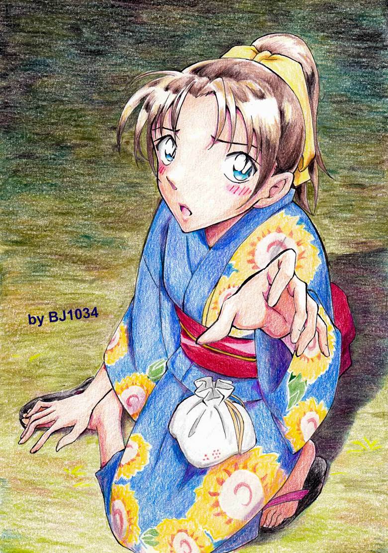 名侦探柯南, 彩色铅笔, 手绘, 临摹, 远山和叶, 焰火, yukata, Aoyama-related Works 100+ bookmarks