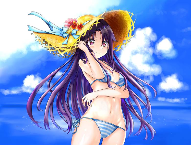 yuuki, sword art online, swimsuit, bikini, bikini, Yuuki (SAO), Yuuki Konno, straw hat, Sword Art Online 1000+ bookmarks