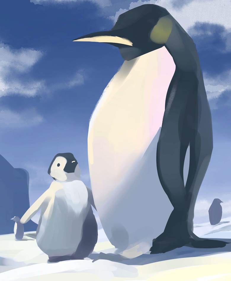 ペンギン亲子|ひるなぎ的企鹅插画图片