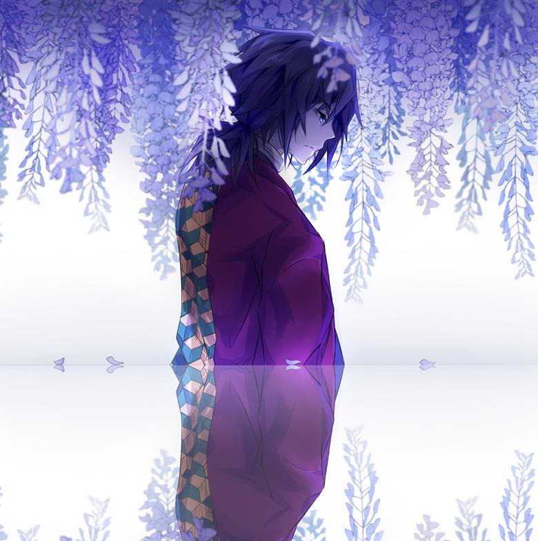 wisteria, Giyu Tomioka, Demon Slayer: Kimetsu no Yaiba, beautiful, Demon Slayer: Kimetsu no Yaiba 1000+ bookmarks, beautiful people, transparency, water surface
