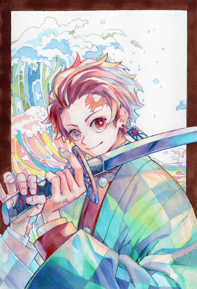 copic马克笔, 手绘, 鬼灭之刃, 灶门炭治郎, Zenitsu Agatsuma, Inosuke Hashibira, Demon Slayer: Kimetsu no Yaiba 1000+ bookmarks