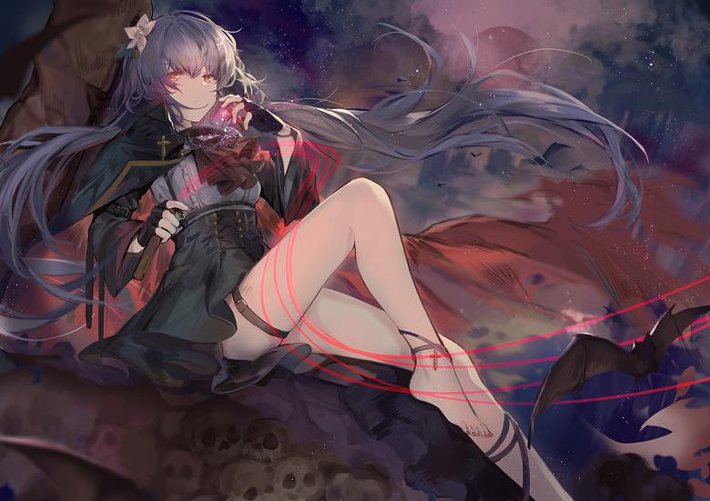 九十九弁弁, 东方Project, 赤脚, Vampire Hunter, 东方Project, cloak, Touhou Project 5000+ bookmarks