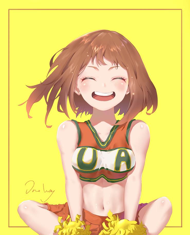 我的英雄学院, 丽日御茶子, doujin, smile, 女孩子, 可爱, uniform, 拉拉队员, 我的英雄学院 1000收藏