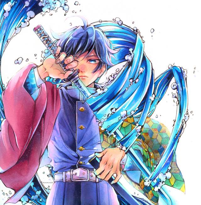 手绘, copic马克笔, 鬼灭之刃, 富冈义勇, Demon Slayer: Kimetsu no Yaiba 1000+ bookmarks, sexiest man on earth