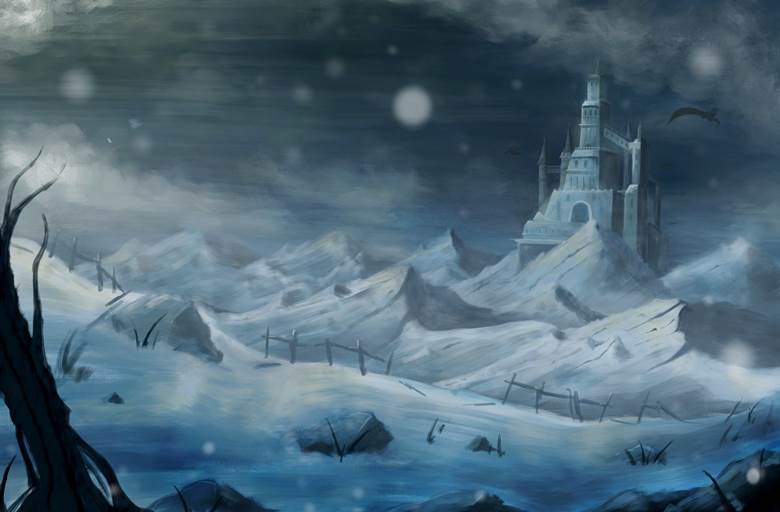 冬とお城|烧き芋的冬天风景插画图片