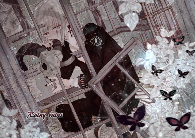 原创, rain, 蝴蝶, 正太, young boy, bone, 原创, 白发, glass