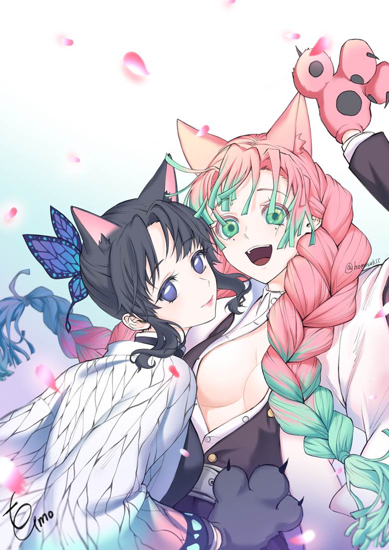 鬼灭之刃, 蝴蝶忍, Mitsuri Kanroji, 忍×蜜璃, Demon Slayer: Kimetsu no Yaiba 1000+ bookmarks