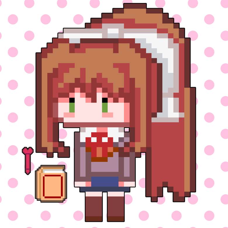Monika (DDLC), pixel art