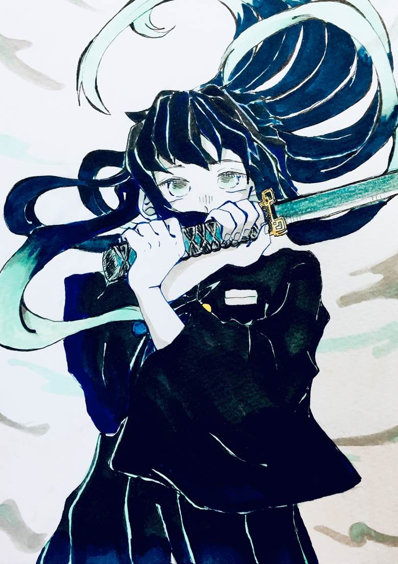 鬼灭之刃, 手绘, 时透无一郎, copic马克笔, refreshing, Demon Slayer: Kimetsu no Yaiba 1000+ bookmarks