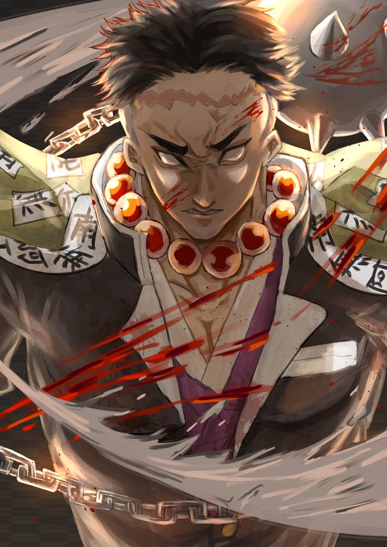 插画, 鬼灭之刃, 柱（鬼灭之刃）, 悲鸣屿行冥, Demon Slayer: Kimetsu no Yaiba 1000+ bookmarks