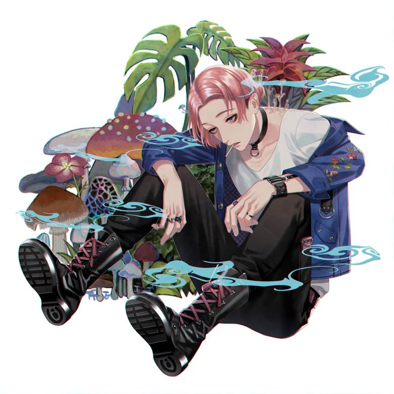 原创, 男孩子, mushroom, 叼着烟