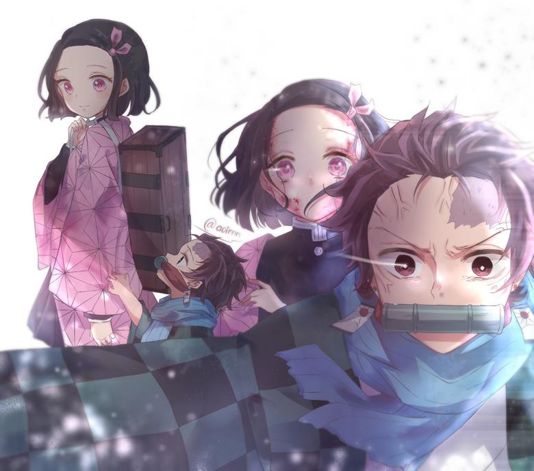 鬼灭之刃, 灶门祢豆子, 灶门炭治郎, 立场逆转, 祢豆子队士, demon Tanjiro, Kamado brothers, original tag for fanmade works, Demon Slayer: Kimetsu no Yaiba 1000+ bookmarks