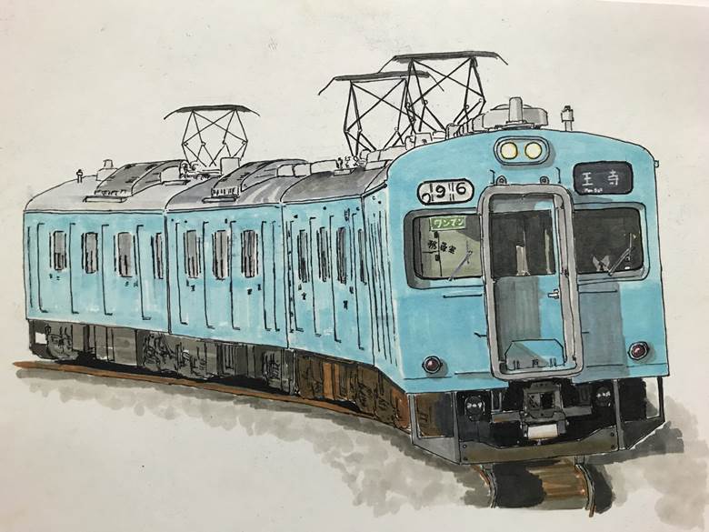 青い105とろろん的電車風景插畫圖片