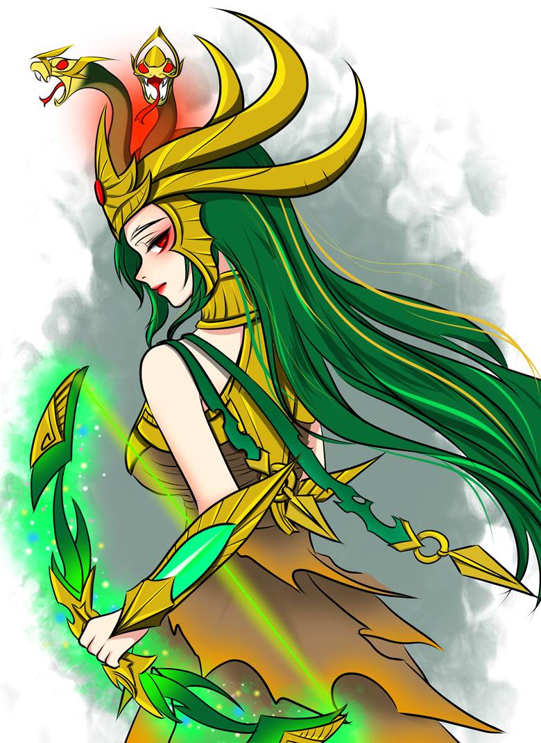 dota2美杜莎小菜喵的pixiv人物侧脸插画图片