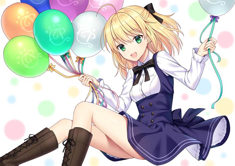 Saber Lily, Artoria Pendragon, balloon, string ribbon, Fate/GO 1000+ bookmarks, laced boots