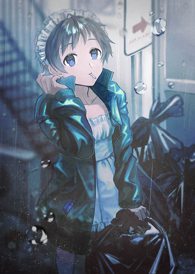 creation, maid boy, female clothing, boy, back alley, Original 100+ bookmarks, original male character, smoking, shota