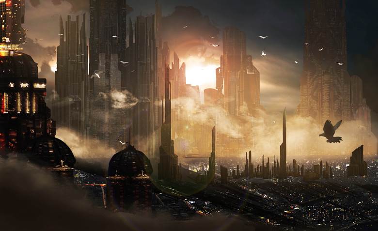 原创, 风景, background, 概念艺术, sky, city, 云, fog, morning