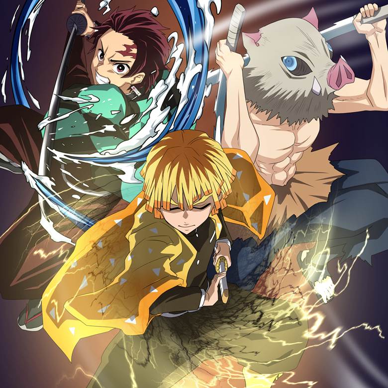 鬼灭之刃, 灶门炭治郎, Zenitsu Agatsuma, Inosuke Hashibira, 鱼糕队, 野生的官方, Demon Slayer: Kimetsu no Yaiba 1000+ bookmarks